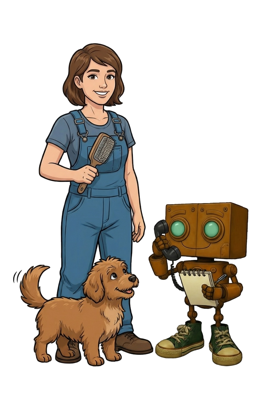 Pet grooming assistant illustration